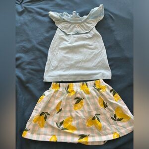 Carter’s Baby Toddler Girl Flutter Tee and Lemon Skort Set Size 2T 2-piece set